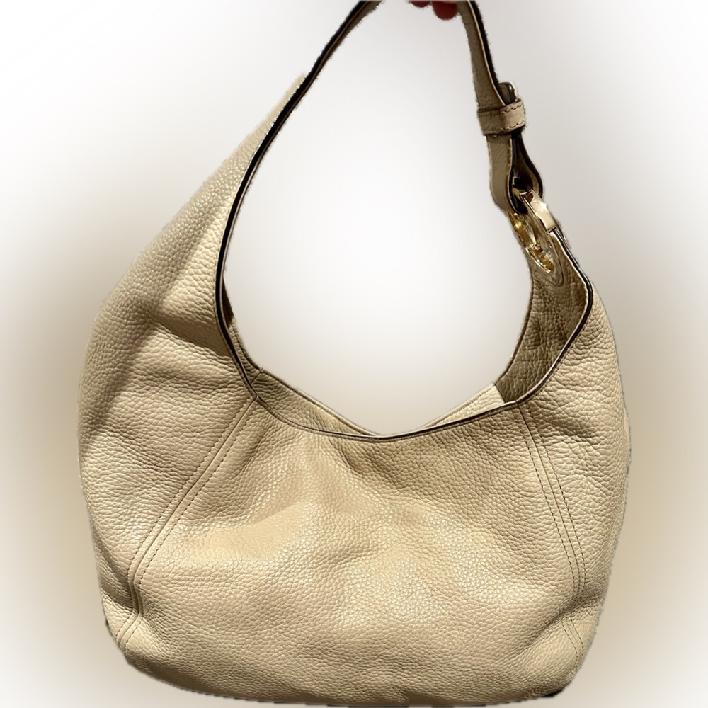 Michael Kors Hobo style shoulder bag, tan pebbled leather, good used condition